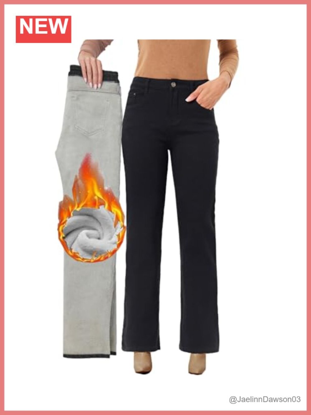 Fleece Lined Wide Leg Jeans Winter Thermal Flannel Loose Warm Denim Pants